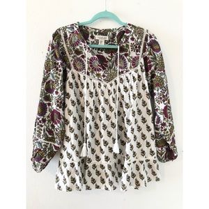 Rachel Zoe Long Sleeve Floral Blouse Shirt Size Large